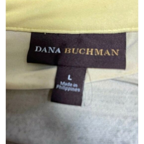 Dana Buchman L Black Faded Snake Print Yellow Accent Button Long Sleeve Shirt - Picture 6 of 6